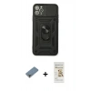 MARSİLYAN™- iPhone 11 Pro Max Kılıf Ahenk Klasik - Siyah Mat Seramik Nano Ekran Koruyucu + Metal Kamera Lens Koruma Cam - AKYL
