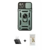 MARSİLYAN™- iPhone 11 Pro Max Kılıf Ahenk Klasik - Siyah Mat Seramik Nano Ekran Koruyucu + Kamera Lens Koruma Cam - SF