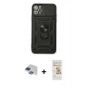 MARSİLYAN™- iPhone 11 Pro Max Kılıf Ahenk Klasik - Siyah Mat Seramik Nano Ekran Koruyucu + Pers Alüminyum Kamera Lens - LT