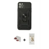MARSİLYAN™- iPhone 11 Pro Max Kılıf Ahenk Klasik - Siyah Mat Seramik Nano Ekran Koruyucu + Pers Alüminyum Kamera Lens - KI