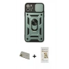 MARSİLYAN™- iPhone 11 Pro Max Kılıf Ahenk Klasik - Siyah Mat Seramik Nano Ekran Koruyucu + Rainbow Kamera Lens Koruma Cam - GD