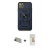 MARSİLYAN™- iPhone 11 Pro Max Kılıf Ahenk Klasik - Siyah Mat Seramik Nano Ekran Koruyucu + Rainbow Kamera Lens Koruma Cam - YL