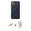 MARSİLYAN™- iPhone 11 Pro Max Kılıf Ahenk Klasik - Siyah Mat Seramik Nano Ekran Koruyucu + Renkli Kamera Lens Koruma Cam - SI