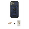 MARSİLYAN™- iPhone 11 Pro Max Kılıf Ahenk Klasik - Siyah Mat Seramik Nano Ekran Koruyucu + Renkli Kamera Lens Koruma Cam - PE