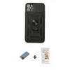 MARSİLYAN™- iPhone 11 Pro Max Kılıf Ahenk Klasik - Siyah Mat Seramik Nano Ekran Koruyucu + Shine Kamera Lens Koruma Cam - GD