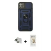 MARSİLYAN™- iPhone 11 Pro Max Kılıf Ahenk Klasik - Siyah Mat Seramik Nano Ekran Koruyucu + Yeşil Pers Alüminyum Kamera Lens