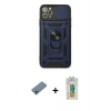 MARSİLYAN™- iPhone 11 Pro Max Kılıf Ahenk Klasik - Siyah Polymer Nano Ekran Koruyucu + Shine Kamera Lens Koruma Cam - GI