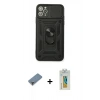 MARSİLYAN™- iPhone 11 Pro Max Kılıf Ahenk Klasik - Siyah Polymer Nano Ekran Koruyucu + Metal Kamera Lens Koruma Cam - GD