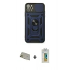 MARSİLYAN™- iPhone 11 Pro Max Kılıf Ahenk Klasik - Siyah Polymer Nano Ekran Koruyucu + Rainbow Kamera Lens Koruma Cam - GD