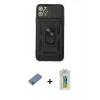 MARSİLYAN™- iPhone 11 Pro Max Kılıf Ahenk Klasik - Siyah Polymer Nano Ekran Koruyucu + Shine Kamera Lens Koruma Cam - MI