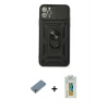 MARSİLYAN™- iPhone 11 Pro Max Kılıf Ahenk Klasik - Siyah Polymer Nano Ekran Koruyucu + Metal Kamera Lens Koruma Cam - GS