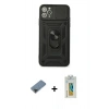 MARSİLYAN™- iPhone 11 Pro Max Kılıf Ahenk Klasik - Siyah Polymer Nano Ekran Koruyucu + Metal Kamera Lens Koruma Cam - SH