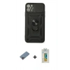 MARSİLYAN™- iPhone 11 Pro Max Kılıf Ahenk Klasik - Siyah Polymer Nano Ekran Koruyucu + Shine Kamera Lens Koruma Cam - PE