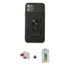 MARSİLYAN™- iPhone 11 Pro Max Kılıf Ahenk Klasik - Siyah Polymer Nano Ekran Koruyucu + Pers Alüminyum Kamera Lens - KI