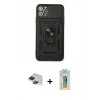MARSİLYAN™- iPhone 11 Pro Max Kılıf Ahenk Klasik - Siyah Polymer Nano Ekran Koruyucu + Pers Alüminyum Kamera Lens - SH