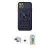 MARSİLYAN™- iPhone 11 Pro Max Kılıf Ahenk Klasik - Siyah Polymer Nano Ekran Koruyucu + Pers Alüminyum Kamera Lens - YL