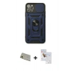 MARSİLYAN™- iPhone 11 Pro Max Kılıf Ahenk Klasik - Siyah Seramik Nano Ekran Koruyucu + Rainbow Kamera Lens Koruma Cam - GD