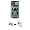 MARSİLYAN™- iPhone 11 Pro Max Kılıf Ahenk Klasik - Siyah Seramik Nano Ekran Koruyucu + Rainbow Kamera Lens Koruma Cam - GD