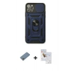MARSİLYAN™- iPhone 11 Pro Max Kılıf Ahenk Klasik - Siyah Seramik Nano Ekran Koruyucu + Gümüş Shine Kamera Lens Koruma Cam