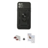 MARSİLYAN™- iPhone 11 Pro Max Kılıf Ahenk Klasik - Siyah Seramik Nano Ekran Koruyucu + Pers Alüminyum Kamera Lens - KI