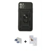 MARSİLYAN™- iPhone 11 Pro Max Kılıf Ahenk Klasik - Siyah Seramik Nano Ekran Koruyucu + Pers Alüminyum Kamera Lens - LT