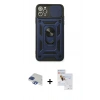 MARSİLYAN™- iPhone 11 Pro Max Kılıf Ahenk Klasik - Siyah Seramik Nano Ekran Koruyucu + Pers Alüminyum Kamera Lens - LT