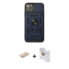 MARSİLYAN™- iPhone 11 Pro Max Kılıf Ahenk Klasik - Siyah Seramik Nano Ekran Koruyucu + Renkli Kamera Lens Koruma Cam - MI