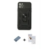 MARSİLYAN™- iPhone 11 Pro Max Kılıf Ahenk Klasik - Siyah Seramik Nano Ekran Koruyucu + Mavi Shine Kamera Lens Koruma Cam