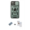 MARSİLYAN™- iPhone 11 Pro Max Kılıf Ahenk Klasik - Siyah Seramik Nano Ekran Koruyucu + Mavi Shine Kamera Lens Koruma Cam