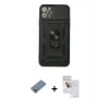 MARSİLYAN™- iPhone 11 Pro Max Kılıf Ahenk Klasik - Siyah Seramik Nano Ekran Koruyucu + Metal Kamera Lens Koruma Cam - AKYL