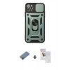 MARSİLYAN™- iPhone 11 Pro Max Kılıf Ahenk Klasik - Siyah Seramik Nano Ekran Koruyucu + Metal Kamera Lens Koruma Cam - AKYL