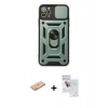 MARSİLYAN™- iPhone 11 Pro Max Kılıf Ahenk Klasik - Siyah Seramik Nano Ekran Koruyucu + Renkli Kamera Lens Koruma Cam - TU