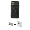 MARSİLYAN™- iPhone 11 Pro Max Kılıf Ahenk Klasik - Siyah Seramik Nano Ekran Koruyucu + Rainbow Kamera Lens Koruma Cam - YL