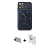 MARSİLYAN™- iPhone 11 Pro Max Kılıf Ahenk Klasik - Siyah Seramik Nano Ekran Koruyucu + Rainbow Kamera Lens Koruma Cam - YL
