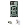 MARSİLYAN™- iPhone 11 Pro Max Kılıf Ahenk Klasik - Siyah Seramik Nano Ekran Koruyucu + Rainbow Kamera Lens Koruma Cam - YL