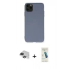 MARSİLYAN™- iPhone 11 Pro Max Kılıf Ahenk Serisi - Şeffaf Pasifik Cam Ekran Koruyucu + Pers Alüminyum Kamera Lens - SH