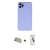 MARSİLYAN™- iPhone 11 Pro Max Kılıf Ahenk Serisi - Şeffaf Pasifik Cam Ekran Koruyucu + Rainbow Kamera Lens Koruma Cam - GD