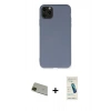 MARSİLYAN™- iPhone 11 Pro Max Kılıf Ahenk Serisi - Şeffaf Pasifik Cam Ekran Koruyucu + Rainbow Kamera Lens Koruma Cam - YL