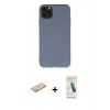 MARSİLYAN™- iPhone 11 Pro Max Kılıf Ahenk Serisi - Şeffaf Pasifik Cam Ekran Koruyucu + Renkli Kamera Lens Koruma Cam - YL