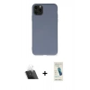 MARSİLYAN™- iPhone 11 Pro Max Kılıf Ahenk Serisi - Şeffaf Pasifik Cam Ekran Koruyucu + Şeffaf Kamera Lens Koruma Cam
