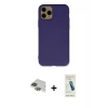 MARSİLYAN™- iPhone 11 Pro Max Kılıf Ahenk Serisi - Şeffaf Pasifik Cam Ekran Koruyucu + Yeşil Pers Alüminyum Kamera Lens