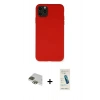 MARSİLYAN™- iPhone 11 Pro Max Kılıf Ahenk Serisi - Şeffaf Pasifik Cam Ekran Koruyucu + Yeşil Pers Alüminyum Kamera Lens