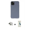 MARSİLYAN™- iPhone 11 Pro Max Kılıf Ahenk Serisi - Şeffaf Pasifik Cam Ekran Koruyucu + Yeşil Pers Alüminyum Kamera Lens