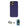 MARSİLYAN™- iPhone 11 Pro Max Kılıf Ahenk Serisi - Siyah 18D Cam Ekran Koruyucu + Rainbow Kamera Lens Koruma Cam - GD