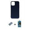 MARSİLYAN™- iPhone 11 Pro Max Kılıf Ahenk Serisi - Siyah 18D Cam Ekran Koruyucu + Metal Kamera Lens Koruma Cam - GS