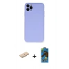 MARSİLYAN™- iPhone 11 Pro Max Kılıf Ahenk Serisi - Siyah 18D Cam Ekran Koruyucu + Renkli Kamera Lens Koruma Cam - MI