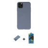 MARSİLYAN™- iPhone 11 Pro Max Kılıf Ahenk Serisi - Siyah 18D Cam Ekran Koruyucu + Shine Kamera Lens Koruma Cam - MI