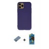 MARSİLYAN™- iPhone 11 Pro Max Kılıf Ahenk Serisi - Siyah 18D Cam Ekran Koruyucu + Shine Kamera Lens Koruma Cam - MI