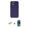 MARSİLYAN™- iPhone 11 Pro Max Kılıf Ahenk Serisi - Siyah 18D Cam Ekran Koruyucu + Renkli Kamera Lens Koruma Cam - SI