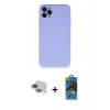 MARSİLYAN™- iPhone 11 Pro Max Kılıf Ahenk Serisi - Siyah 18D Cam Ekran Koruyucu + Pers Alüminyum Kamera Lens - YL